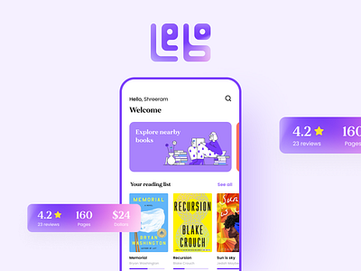 LeBo App Design app app design bangalore books branding branding design design dribbble flat gradient minimal ui uiux ux vector