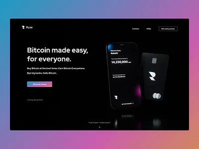 Ryze – Bitcoin Neobank 3d 3d animation animation design ui web