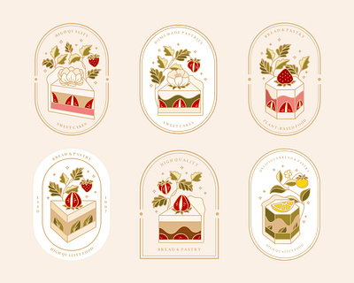 Vintage Bakery Logo and Label Collection bakery bakery logo baking cafe cake cake logo cake shop cakery cakes floral food green tea illustration kawaii lemon matcha pastry strawberry sweet vintage