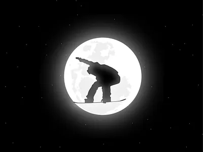 To the MOON black and white design full moon grab illustration moonlight mountains snowboard snowboarding vector