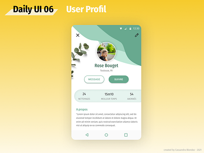 DailyUI 06 User Profil app branding challenge dailyui dailyui006 design figma profile ui user userprofile ux web