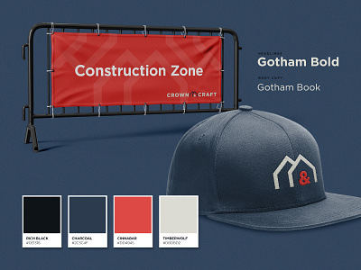 Crown & Craft Brand Elements ampersand blue branding building color palette construction development hat house houses housing logo real estate red