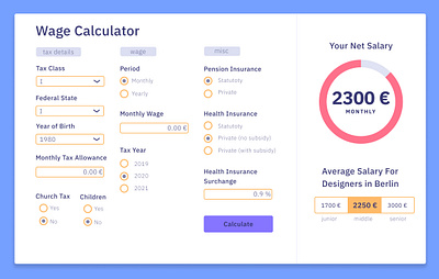 Daily UI Challenge – Wage Calculator calculate calculator calculator ui daily 100 challenge daily ui dailyui dailyuichallenge design salary calculator ui ux