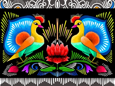 Rickshaw Painting Symmetrical Bird bangladeshi bangladeshi artist bangladeshi folk art bangladeshi pop art bangladeshi rickshaw painting design digital illustration digitalart folkart rickshaw art rickshaw art bangladesh rickshaw painting vector