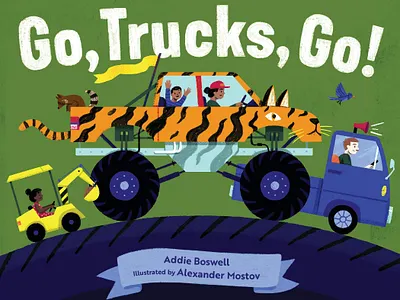 Go, Trucks, Go! - Cover Reveal board book character drawing illustration kids kids illustration people picturebook truck