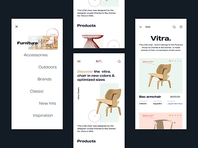Furniture Store 2021 trend cart chair clean details ecommerce app elegant furniture store ios app layout minimal mobile shopping responsive website shop simple typogaphy ui design ux