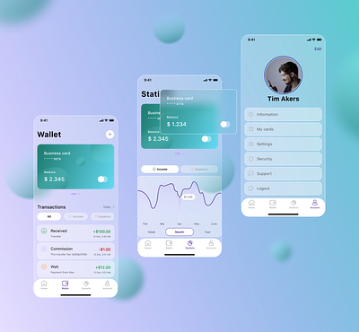 Finance app | glassmorphism design app finance glassmorphism ios mobile app ui ui design uidesign ux