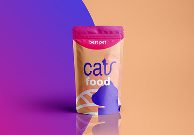 Pouch Packaging Cat Food animal logo branding cat design flat food food illustration geometry gradient illustration logo minimal package design packaging pouch pouch design shape typo typography