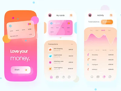 Online bank app concept app bank bank app bank online color color palette colorful design ecommerce glassmorphism inspiration minimal mobile money online ui uidesign ux uxdesign wallet