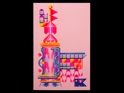 Pixelated 2 80s 90s andy gregg art print illustration pixel art pomo postmodern print print design retro riso risograph risography studio super