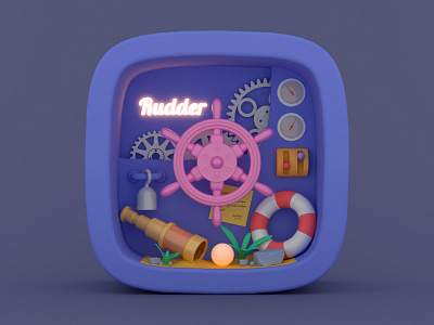 Rudder 3d c4d illustration pirate render