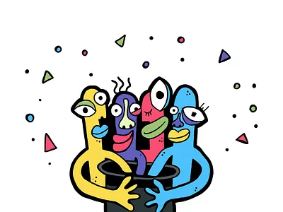 Team in the hat character illustraion