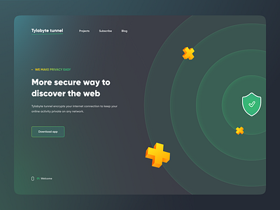 Trackers blocker - VPN 2021 app dark mode dark theme green gura nicholson landing page real project real projects trackers blocker trending trending ui user experience user interface vpn webdesign website