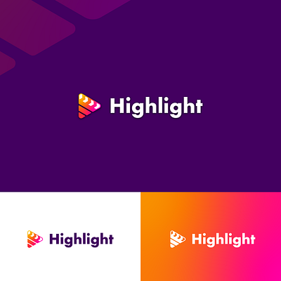 Highlight clips design flat logo minimal modern movie play playful streaming vector video young