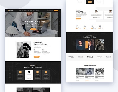 Retech – Architect & Interior Designer Free PSD Template architect website designer portfolio download free free download free psd freebie interior decor interiors uiuxdesign userexperience webdevelopment websitedesign