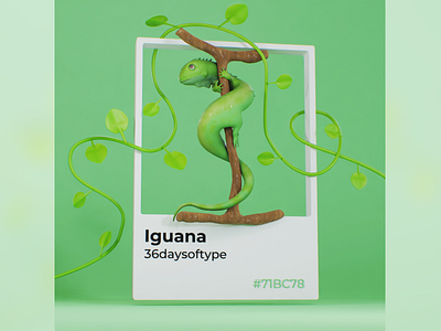 I for Iguana 36daysoftype 3dart 3dmodeling b3d blender colorful designinspiration font iguana lettering nature pantone reptile typecollect typography