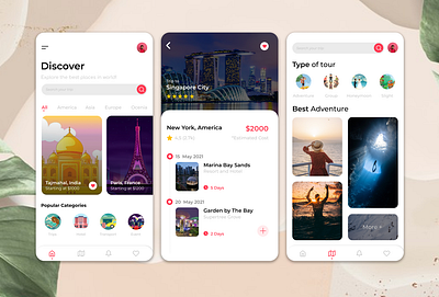 App Travel app branding flat typography ui ux uxui web