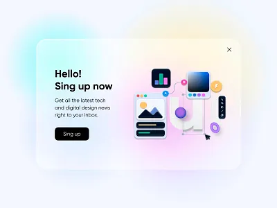 Daily UI 016 016 dailyui design glassmorphism gradients mesh overlay popup sing up ui ux design web webdesign