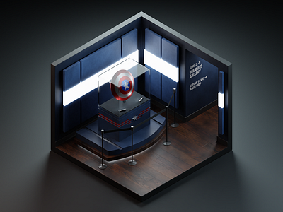 Captain America museum 3d blender blender3d captain america diorama isometric isometric art isometric illustration lowpoly marvel