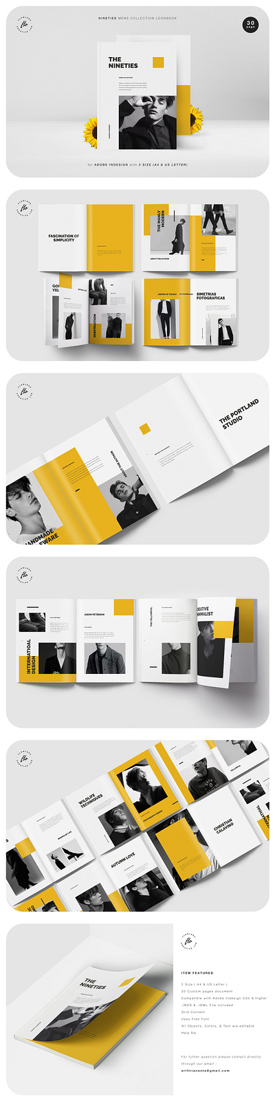 Nineties Mens Collection Catalog a4 adobe advertising branding catalog catalogue clean fashion indesign lookbook magazine minimalist modern print print design printable printing professional template us lettter