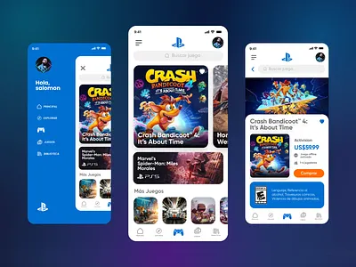 Design UI Playstation App animation app branding design glassmorphism graphic design minimal ui ux website