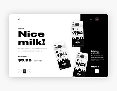 Product page Nice milk! animation design figma icon illustration logo minimal typography uxui webdesign