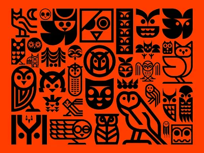 Owl Motif bird birds feather hoot icon icons logo mystic nature owl symbol