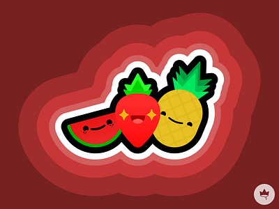 Happy Fruit design flat fruit icon illustration pineapple pink red smile sticker strawberry vector watermelon yellow