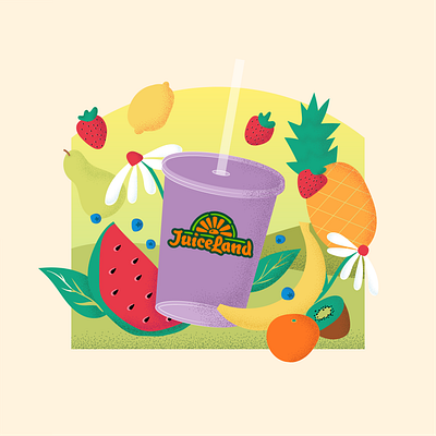 Juiceland Illustration austin austin texas collage fruit illustration juice juice bar juiceland playful refreshing smoothie summer vector vectorart