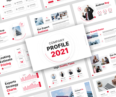 Company Profile Presentation Template agency annual report branding business business plan company profile consulting corporate finance keynote management personal branding powerpoint project proposal red report startup table trendy