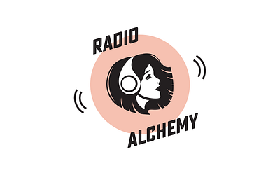 Radio Alchemy Logo branding headphones illustration logo radio soundwave woman