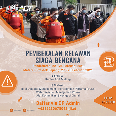 Pembekalan Relawan Siaga Bencana_ACT MRI Malang design graphic design poster vector xd design