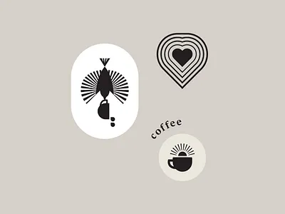 Coffee Brand Logo Exploration bird brand brand identity branding coffee coffee cup coffee shop heart illustration line logo