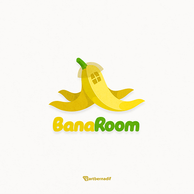 banana and room logo combination animation app banana branding design flat fruits house icon illustration logo room ui vector