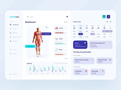 Dashboard Diagnosis 📈 activity activity tracker dashboard dashboard design dashboard health dashboard ui date doctor health health care healthy medical schedule