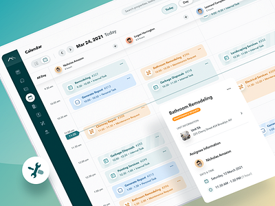 Calendar Page Mockup - Property Management Platform appointment booking calendar chart chat dashboard icon design ios kanban medical software project management property listing property management reminder task management ui design ui ux ux design web application web design work order