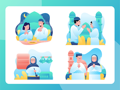 Ramadan Set Illustrations design flat freelance designer iconset ied ied ul fitr illustration ramadan ramadan kareem ramadan mubarak vector website