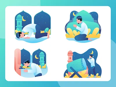 Ramadan Set Illustrations app design flat freelance designer icon illustraion illustrator ramadan ui vector website