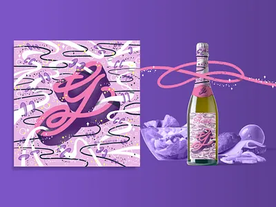 2021 36DOT Series - Letter G 3d lettering alphabet hand lettering illustration mockup packaging pattern design pink procreate ribbons rose whimsical wine label