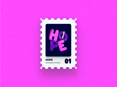 Post Stamp Series: HOPE 3d design flat free freebies grain texture hope illustration invisible minimalist mockups pixar post stamp series stamp typography vector