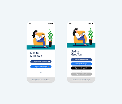 Mobile Login Page with different options design login mobile ui ux