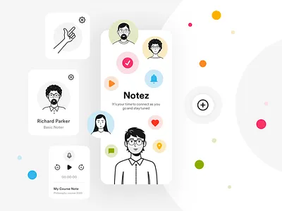 Notez App Widgets app app icon branding cards cardui characters colors design elements illustraion notes notes app notes widget notez splashscreen widget