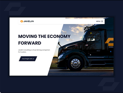 Javelin – virtual driving companion for truckers ai animation drive safe footer header landingpage micro interaction truck ui ux web design