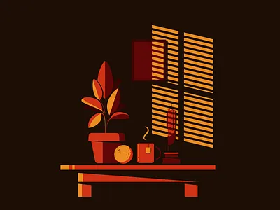 MUSIC FOR MONTHS advertising art artwork bright coffee color food home interior lighting minimal minimal illustration modern illustration oranges plant illustration print simple tea vector vector illustration