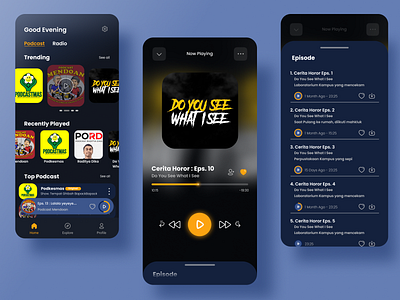 Podcast App Concept app branding design mobile mobile app mobile design mobile ui music app podcast podcast app podcasting podcasts ui ux