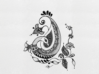 Ornamental Peacock! artwork black and white black ink decorative art drawing first shot hand drawn illustration line art line drawing madhubani pattern design pen and paper sketching wall art