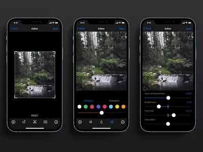 Basic photo editor for iOS app app design figma design interface design ios app ios app design mobile app mobile app design mobile ui ui design ux design