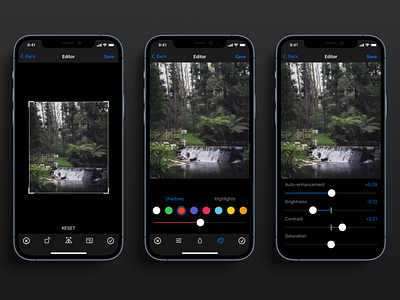 Basic photo editor for iOS app app design figma design interface design ios app ios app design mobile app mobile app design mobile ui ui design ux design