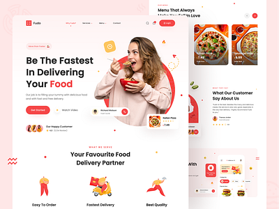 Fudo - Food Delivery Landing Page 🍕 burger chef app delivery app eat eating food food and drink food app food delivery food delivery app food delivery landing page food delivery service food order landingpage pizza app recipe app restaurant app uiux web design website