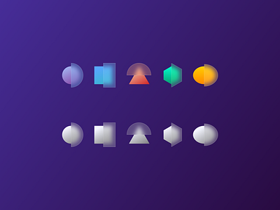 Simple Geometric Glass Icons Concept Design in Color blue color colors design designer figma geometric icon icon set icons iconset logo product sketch sketchapp ui uiux ux white yellow